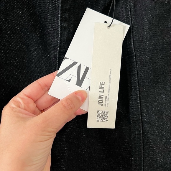 NWT ZARA The Panelled Slim Black Denim Pants Sz 40 - Picture 7 of 7
